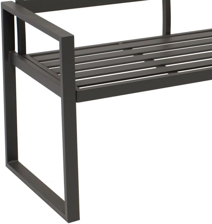 Banco de jardín DEGAMO Atlanta de 2 plazas, de aluminio, resistente a la intemperie e inoxidable, gris oscuro