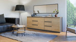 CDF Aparador grande y moderno Costa de 200 cm, conjunto de muebles con 3 puertas y 6 cajones, cómoda sin tiradores para salón o dormitorio, aparador minimalista con gran espacio de almacenamiento - Roble Artisan/Antracita