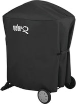 Weber Q2400 Elekrogrill mit Stand + Seitentischen, 54 x 39cm Grillfäche, portable, 2-geteilter porzellanemaillierter Guss-Grillrost, Aluminiumguss Deckel & Gehäuse - Dark Grey (55020879)