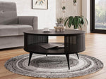 Mesa de centro Mirjan24 Rajkon con estante, forma redonda, patas de metal, mesa de café, mesas de salón, mesa auxiliar, mesa de sofá, mesa de té (Negro Molet, Negro)