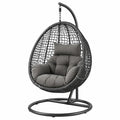 Sillón colgante de ratán de polietileno y acero gris 195x105x105 cm