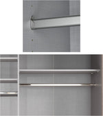 Schwebetürenschrank 3-türig B250/H216/T65 cm Weiß m. Glasfront, Spiegel, schwarzen Griffleisten, inkl. Selbsteinzug, Kleiderschrank m.Einlegeböden, Kleiderstangen, Schubladen, Wäscheeinteilung / 22033