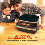 Moulinex Freidora de Aire Easy Fry XL Surface, 2200 W, doble resistencia, cocción uniforme, cesta ancha, 10 programas automáticos, horno para pizzas, diseño compacto, ventana de visualización, AL4018