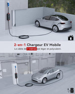 MCEVKELN Cargador Tipo 2 7KW Cargador de Coche Eléctrico con CEE (3 Pines | Monofásico), Corriente Conmutable 6-32A, IP65, Cable de Carga EV Tipo 2 de 7M, IEC 62196-2 EVSE con Bolsa de Transporte