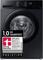 Samsung Waschmaschine, 9 kg, 1.400 U/min, EEK: A, Mikroplastik-Programm, Ecobubble, 14 Programme, WiFi SmartControl, Schwarz, WW90CGC04AABEG