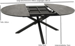 DEGAMO Gartentisch Ausziehtisch Lyon 140cm rund, ausziehbar auf 200cm, Aluminium anthrazit + ECP in Keramikoptik hellgrau, Outdoor