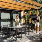 di volio Gartentisch Drena ausziehbar 160x210 cm, wetterfester Aluminium-Terrassentisch in Holzoptik, Stabiler Outdoor-Esstisch für Garten Terrasse Balkon (Grau)