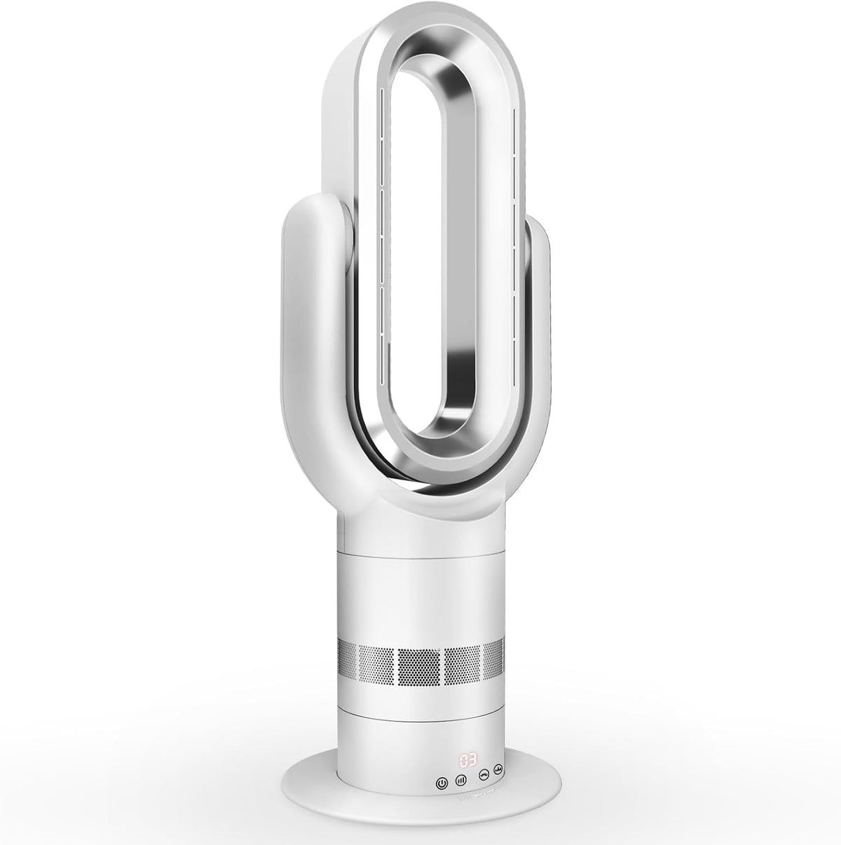 Ventilador de torre sin aspas QG660, calentador y ventilador de refrigeración 2 en  1, 10 niveles de refrigeración y 3 de calefacción, mando a distancia y control táctil, motor CC ultra silencioso y de bajo consumo