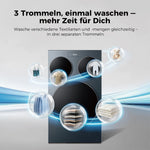Lavadora Haier MultiWash 10+1+1kg I 3 tambores I Clase energética A, 1400 rpm, motor inverter, programa automático, higiene UV, dosificación automática, Aquastop I HAMQD 410CBL9GN-84