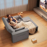 Sofá cama 3 en 1 Xbro, sofá de 2 plazas con función de cama, respaldo ajustable, tejido de lino con 2 cojines y bolsillos laterales, para salón, dormitorio u oficina, gris claro