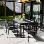 di volio Gartentisch Drena ausziehbar 160x210 cm, wetterfester Aluminium-Terrassentisch in Holzoptik, Stabiler Outdoor-Esstisch für Garten Terrasse Balkon (Grau)