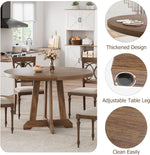 Mesa de comedor redonda para 4-6 personas, mesa de cocina con marco de madera resistente, mesa de comedor que ahorra espacio en diseño industrial, circular, mesas de comedor para café, hogar, cocina, sala de estar (solo mesa), color nogal