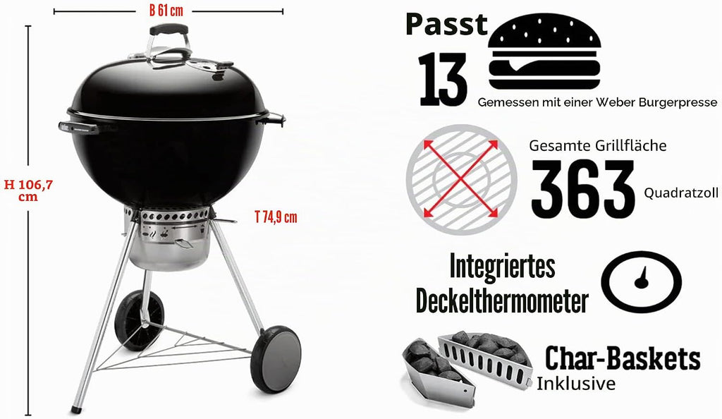 Barbacoa de carbón Weber Master-Touch, 56 cm, color marfil