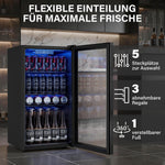 Refrigerador de bebidas Airfish de 90 l con frente de cristal, mininevera con estantes ajustables: para 128 latas, cerveza, vino y bebidas; ideal para el hogar, bar y oficina