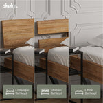 skølm Alver Massivholzbett 160x200 cm – Bettgestell aus Massivholz Eiche geölt – Holzbett mit schwarzen Metallkufen – hochwertiges Bett mit 2 Streben als Bettkopf – Bettrahmen geeignet als Doppelbett
