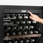 Nevera para vinos Klarstein CellarMax de libre instalación - 155 botellas, 5-20 °C, control táctil, puerta de metal, estantes de madera, alarma, clase energética E, vinoteca grande