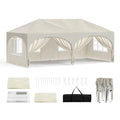 WOLTU Cenador plegable 3x6m Pop up con 6 paredes laterales, carpa de fiesta, beige, UPF 50+, impermeable, altura ajustable, resistente al viento
