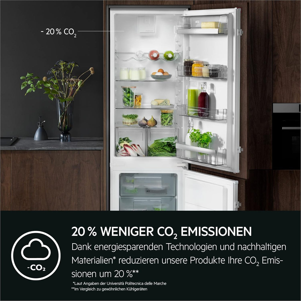 Frigorífico combi integrable AEG 178 cm, Serie 8000 360°Cooling: humedad y circulación óptimas, compartimentos de refrigeración (182 L) y congelación (62 L) independientes, descongelación automática NoFrost, puerta fija, TSC8M18WCC