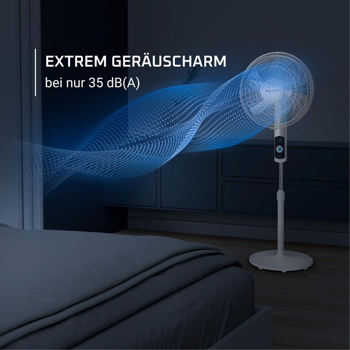Rowenta Turbo Silence Standventilator, 35 dB(A), Leistungsstarke Erfrischung bis zu 7,2 m, 12 Geschwindigkeiten, 120° Oszillation, Fernbedienung, LED-Display, 12-Stunden-Timer, VU5650F0