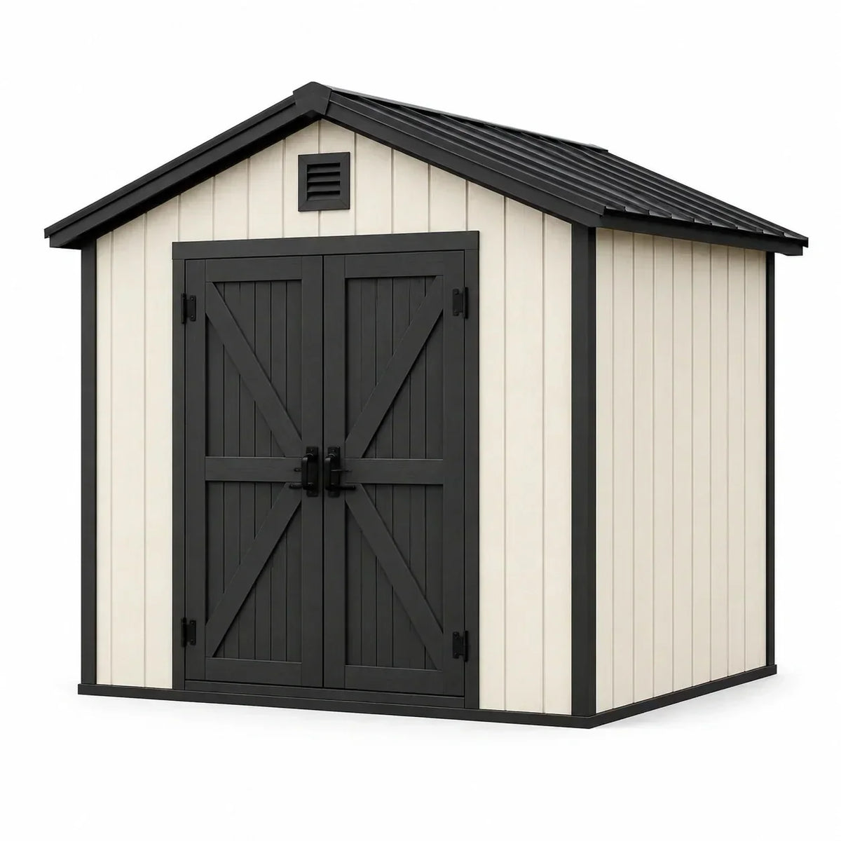 Caseta de jardín de polipropileno 185x152x226 cm gris/blanco