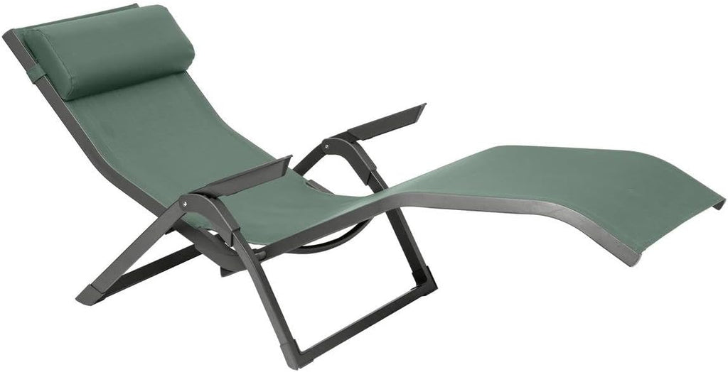 Hespéride - Decima Klapp-Sonnenliege - Olivgrün und Graphit - Korrosionsbeständiges Aluminium, 2 Positionen, stapelbar - Für Garten, Pool, Sonnenbaden