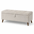 Banco de madera beige con tapizado de tela 120x40x45 cm