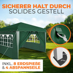Gazebo plegable impermeable Kronenburg, dimensiones del techo 3 x 3 m, protección UV 50+, cenador en verde con 4 paneles laterales