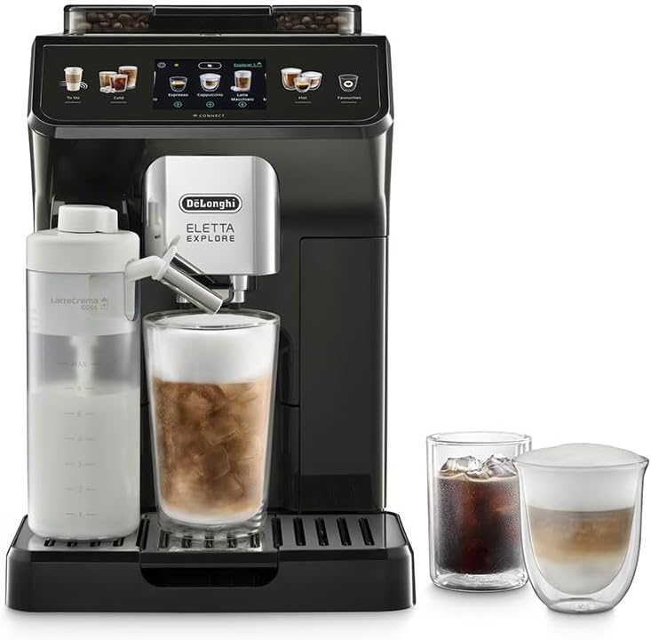 De'Longhi Eletta Explore Cold Brew ECAM450.65.G, cafetera barista con LatteCrema Hot & Cold, máquina de espresso, cafetera superautomática, extracción en frío, pantalla táctil, gris