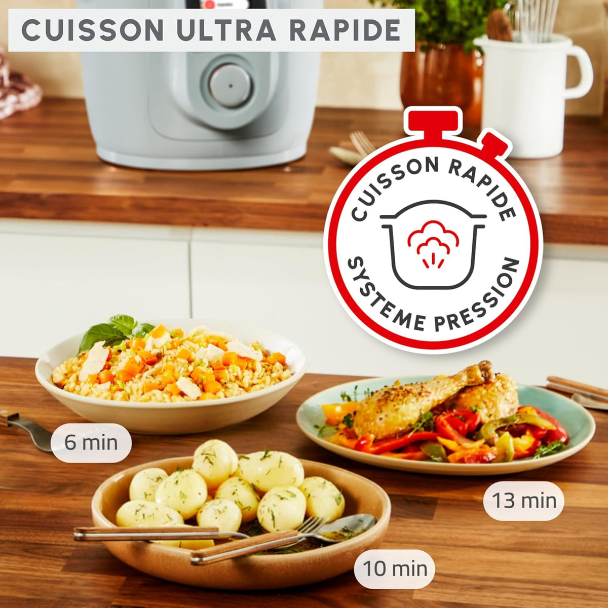 Moulinex Cookeo Wifi 10 en 1, multicocina inteligente de alta presión, 10 modos de cocción, rápida, sin supervisión, guía de cocción paso a paso, 6 L, CE96G310