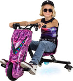 Actionbikes Motors Patinete Eléctrico Infantil para Derrapes | Motor de 𝟐𝟓𝟎 W - Carrito de Derrape 360° - 3 Niveles de Velocidad - Iluminación LED - Asiento Ajustable - Bluetooth - Kart de Derrape - Coche de Derrape (Space Purple)