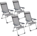 Casaria® Gartenstühle 4er Set Klappbar 7-Fach Verstellbar Alu mit hoher Rückenlehne Faltbar Balkon Campingstuhl Balkon Terrasse Klappstuhl Hochlehner