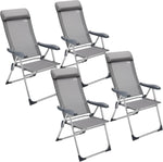 Casaria® Gartenstühle 4er Set Klappbar 7-Fach Verstellbar Alu mit hoher Rückenlehne Faltbar Balkon Campingstuhl Balkon Terrasse Klappstuhl Hochlehner