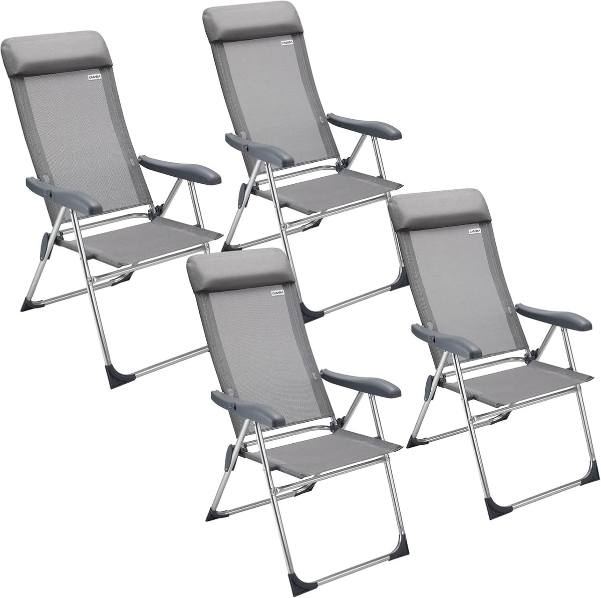 Casaria® Gartenstühle 4er Set Klappbar 7-Fach Verstellbar Alu mit hoher Rückenlehne Faltbar Balkon Campingstuhl Balkon Terrasse Klappstuhl Hochlehner