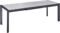 Mesa de jardín Beliani HPL efecto piedra gris rectangular 160/220x90 cm extensible con estructura de metal negra Binasco