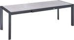 Mesa de jardín Beliani HPL efecto piedra gris rectangular 160/220x90 cm extensible con estructura de metal negra Binasco