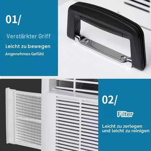 Tragbare Split-Klimaanlage 3000 BTU, Touchpanel & Fernbedienung, 24H Timer für Home Office Camping, Keine Montage erforderlich