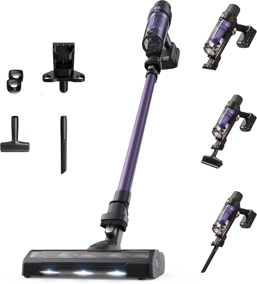 Aspiradora escoba sin cable Rowenta X-Pert 7.60, ultraligera, potente 140 W, versátil, autonomía de 45 min, eficaz en todo tipo de suelos, RH6A31WO, violeta
