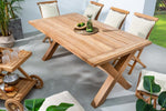 riess-ambiente.de Mesa de jardín resistente a la intemperie Empire de teca 180 cm, mesa de comedor de exterior de madera maciza de teca, mesa de comedor maciza para tu jardín