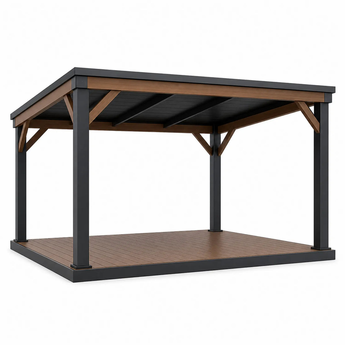 Cenador 400x300 cm de aluminio con acabado efecto madera