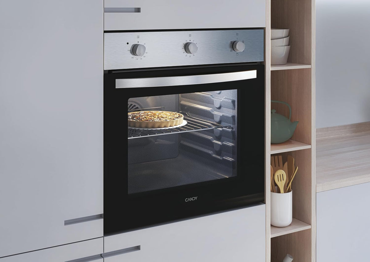 Horno empotrable CANDY FIDC X502, esmalte liso, 65 litros, multifunción, temporizador