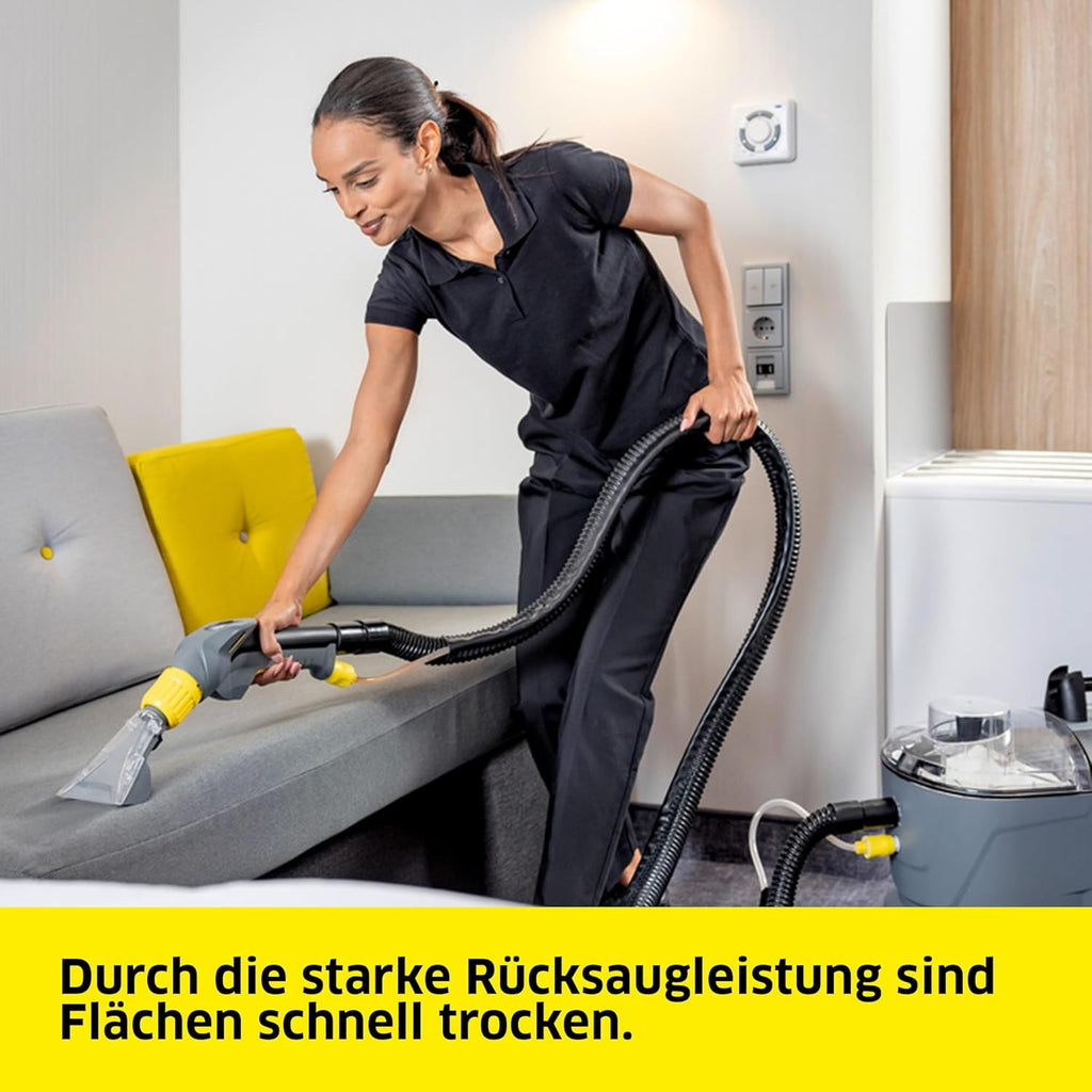 Kärcher Waschsauger Puzzi 10/1 Edition, für Polster und textile Oberflächen, Frischwassertank: 10 l, Sprühmenge; 1 l/min, Flächenleistung: 20-25 m2/h, Gewicht: 10,5 kg, Polster- & Fugendüse, Bodendüse
