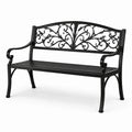 Banco de jardín de metal negro, 127 cm