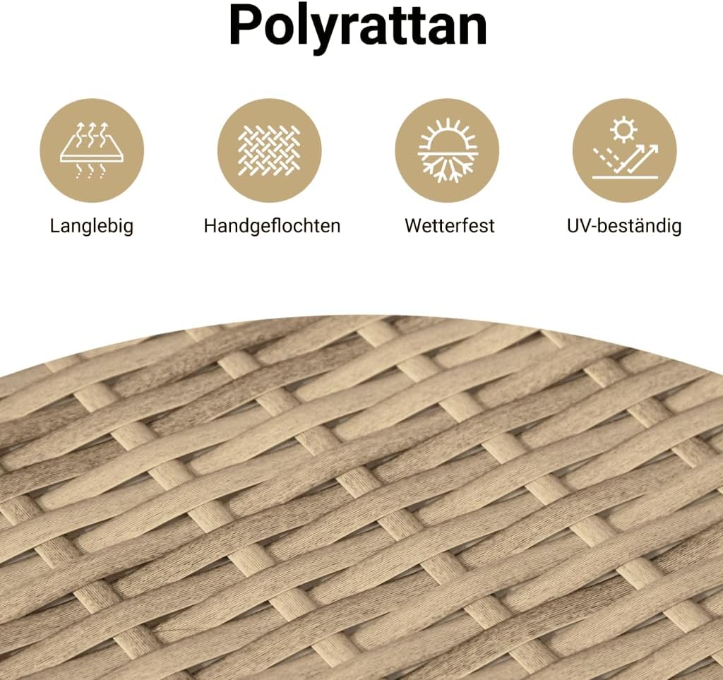 Sofá de jardín vidaXL de 2 plazas con cojines, sofá para jardín y terraza, sofá de terraza con funda extraíble y lavable, muebles de jardín y terraza, ratán sintético beige