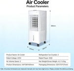Enfriador evaporativo, climatizador portátil, 4 en 1 con 3 niveles, 6L/12L con mando a distancia, aire acondicionado portátil sin tubo de escape con refrigeración por agua, ventilador, humidificador y modo noche (12L blanco)