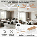 Deckenventilator Mit Beleuchtung, 122 Cm Deckenventilator Mit Fernbedienung, Leise DC-Reversible Motor, 3CCT Speicher, Dimmbar, 6 Geschwindigkeitsstufen, Timer, Für Schlafzimmer, Weiß
