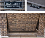 Ragnarök-Möbeldesign hohe Dining Lounge - DEUTSCHE Hersteller - 8 Jahre GARANTIE - EIGENE Produktion - PolyRattan Gartenmöbel Essgruppe Sessel Naturfarben Rundrattan Grau