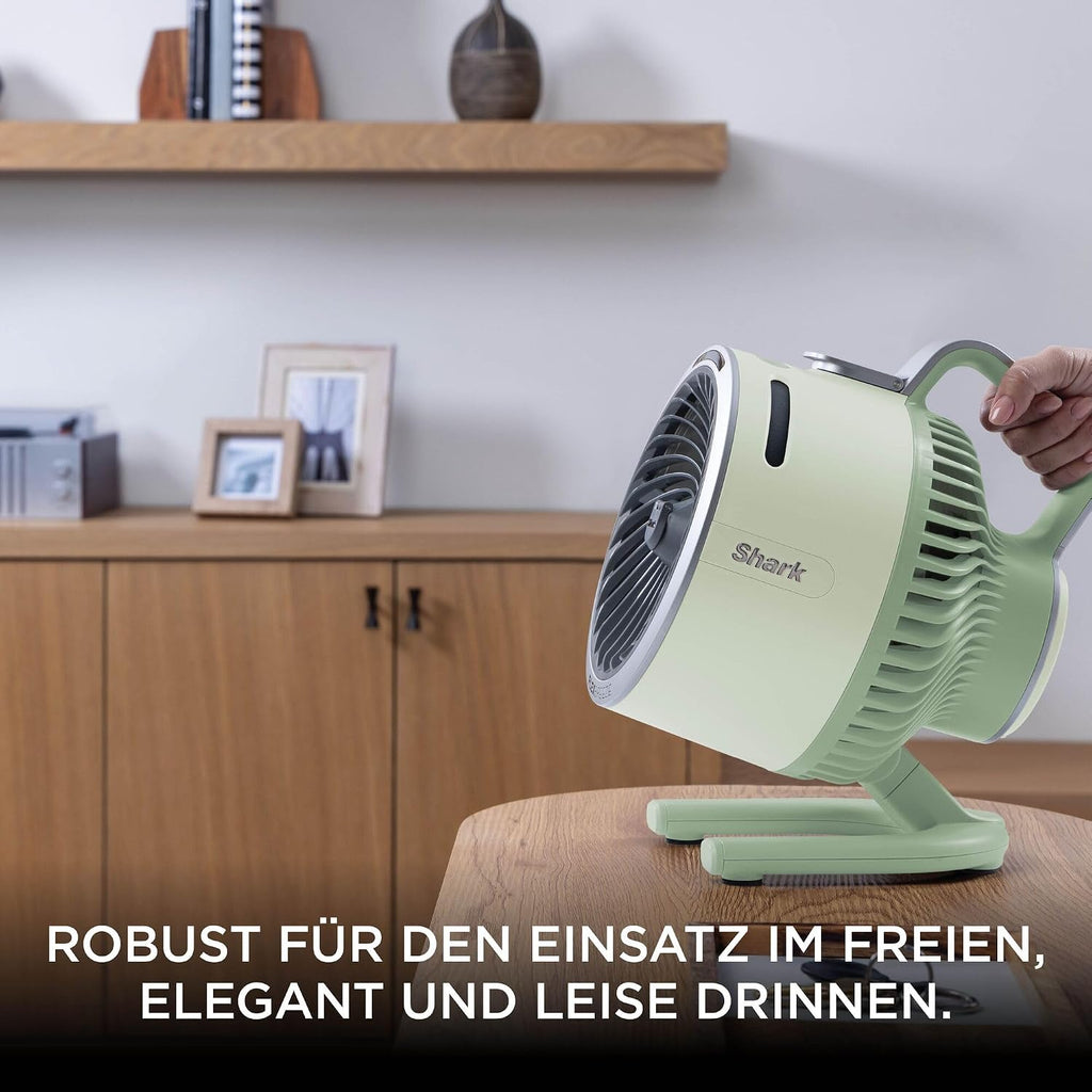 Shark FlexBreeze HydroGo Starker Ventilator mit Sprühnebel, Kühlung für drinnen & draußen, leise & langlebig, kabelgebunden & kabellos, kompakt & leicht, 5 Geschwindigkeiten, Mint FA050EUGN
