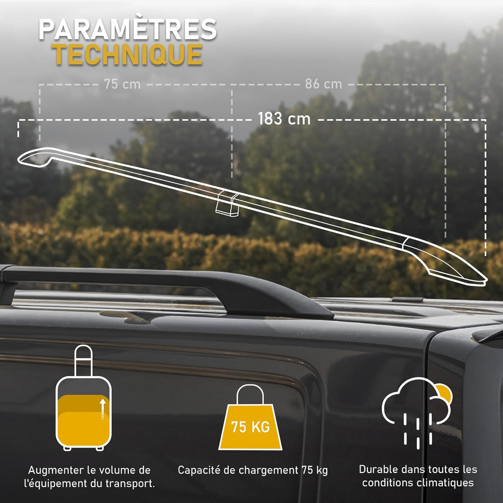 CHROMEMASTER | Compatibles con Citroën Berlingo Corta 2008-2018 | Barras de Techo | Diseñadas para el montaje de barras de techo, cofres de techo o portabicicletas | Estructura de aluminio