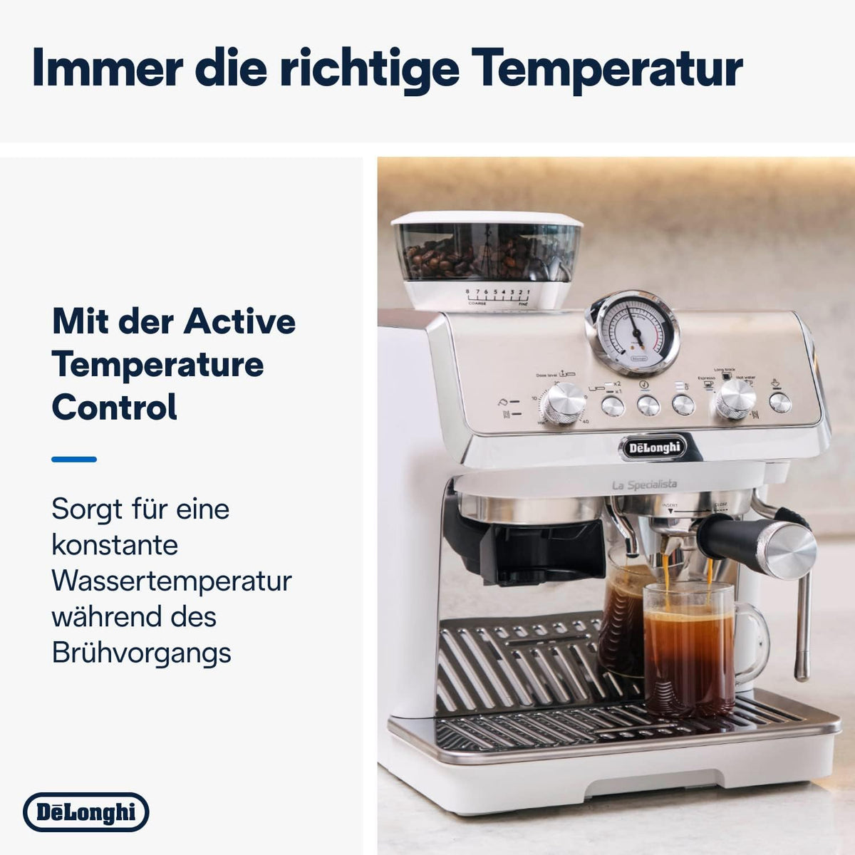 Cafetera espresso De'Longhi La Specialista Arte EC9155.MB con portafiltro y molinillo, 8 niveles de molienda, 15 bares, 3 niveles de temperatura, boquilla para espuma de leche, 1300 W, depósito de 1,5 l, acero inoxidable/negro, incluye kit de barista