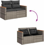 vidaXL 5-TLG. Garten-Sofagarnitur mit Kissen Grau Poly Rattan Akazie, Outdoor Sofagarnitur, Gartensofa Set, Lounge Set, Sofagarnitur Terrasse